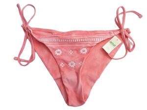 NWT Aerie Swim Floral Tie-dye Beaded Side Tie Cheekier Bikini Bottom S